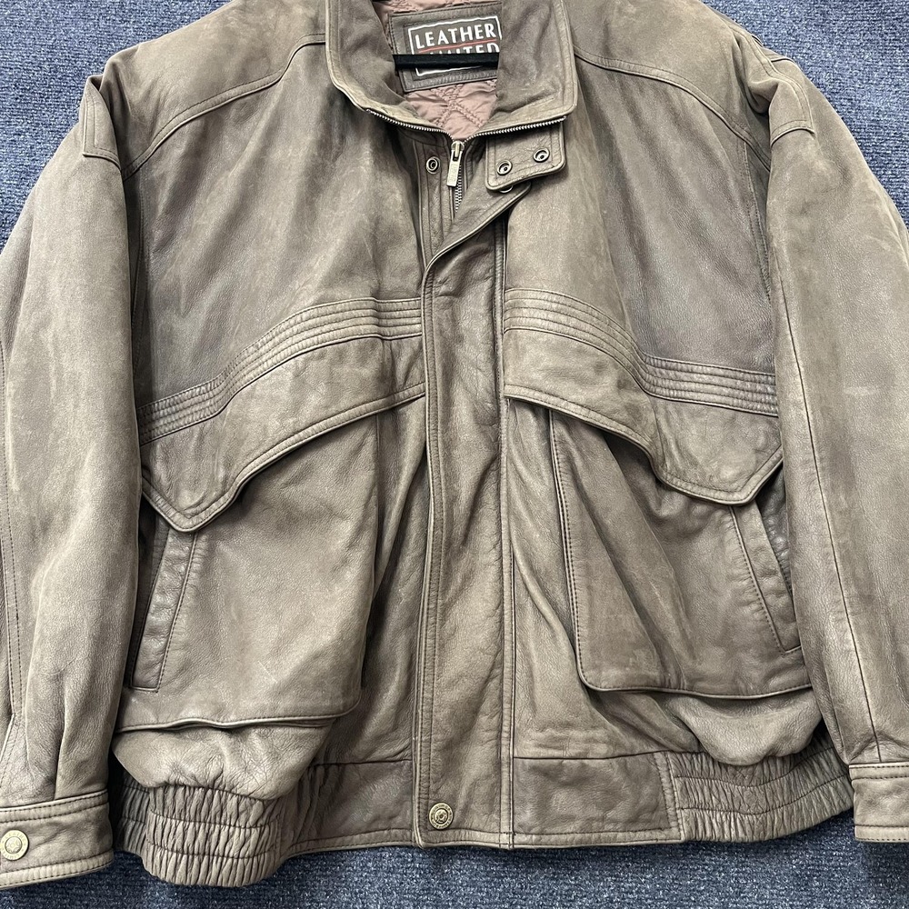 Leather Limited Leather‎ Jacket Mens 2XL Brown Bomber Insulated Zip Pockets